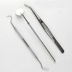 3 Pcs Kit Stainless Steel Dental Probe Tweezer And Mouth Mirror With Handle