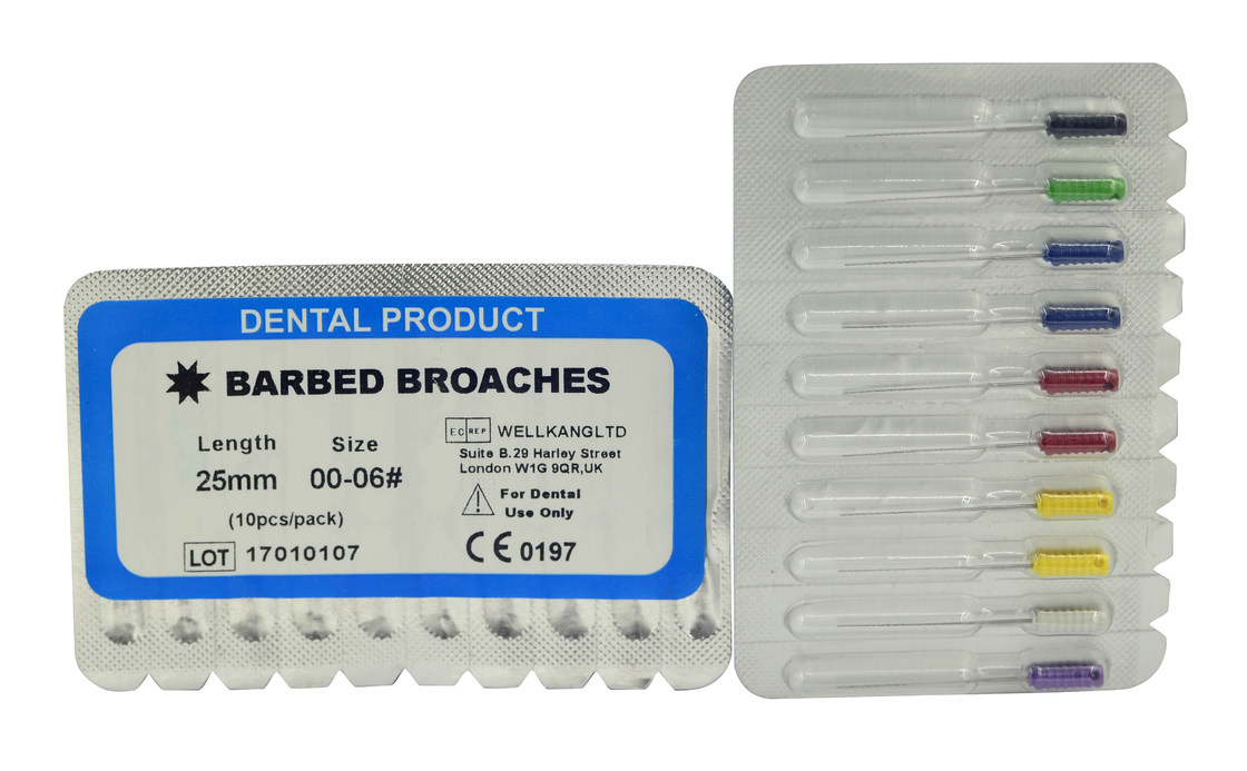 Stainless Steel Dental Hand Use Root Canal Barbed Broaches endo files