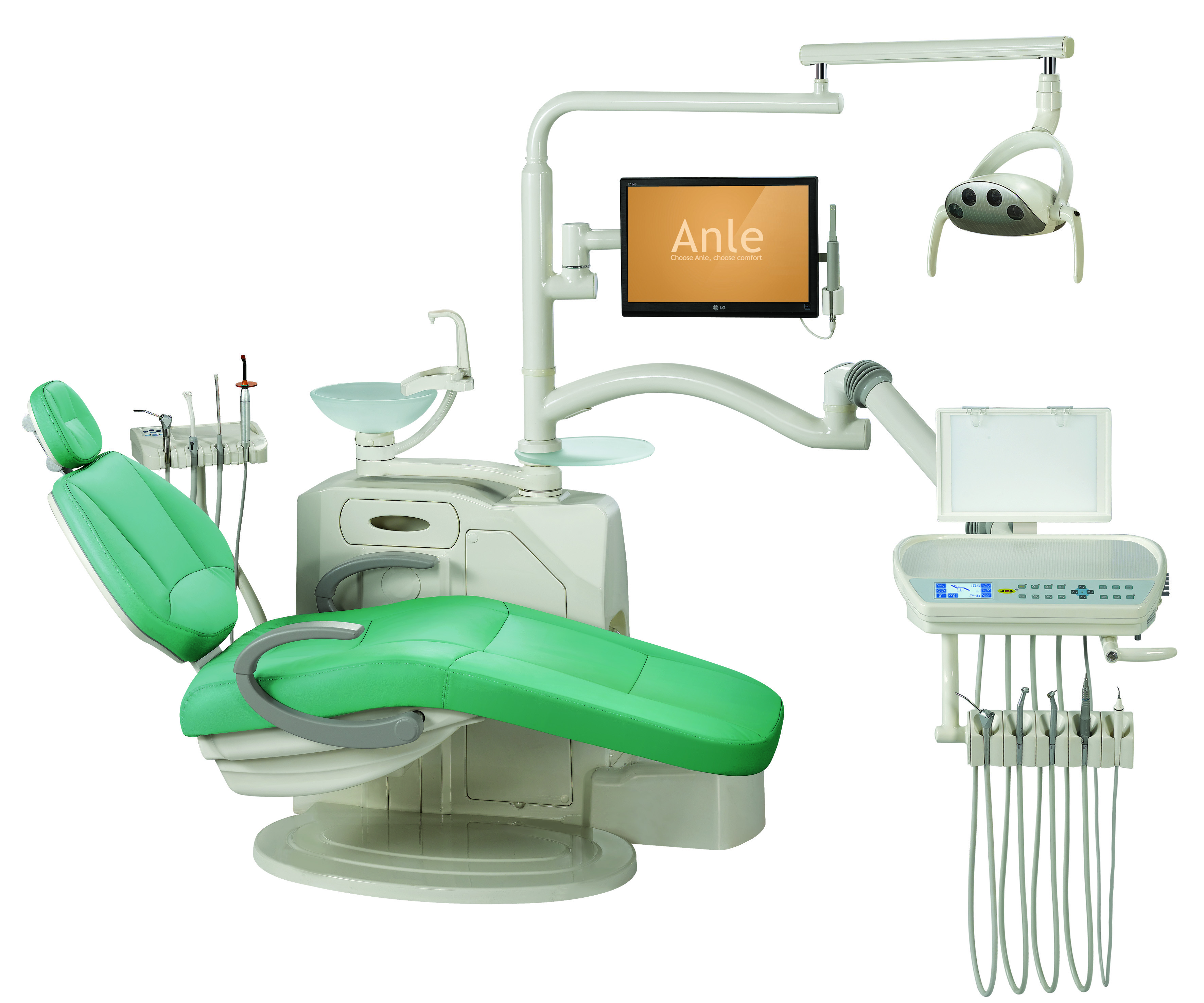 Environmental Leather Dental Chair Unit With Low Mounted LCD Function