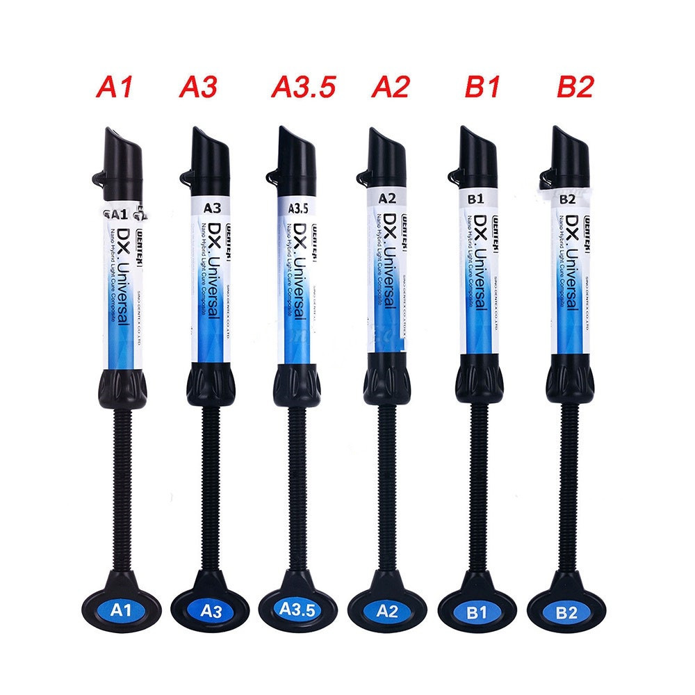 5Pcs Dental Light Curing Composite Resin Refill Syringe Dentex A1 A2 A3