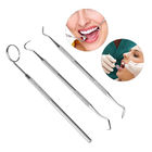 3 Pcs Kit Stainless Steel Dental Probe Tweezer And Mouth Mirror With Handle