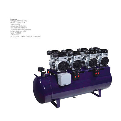 Compressor de ar dental portátil durável azul 180L sem óleo silencioso 1 a 10