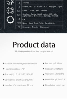 은 튼튼한 보편적인 토크 렌치 다중목적 치과 이식