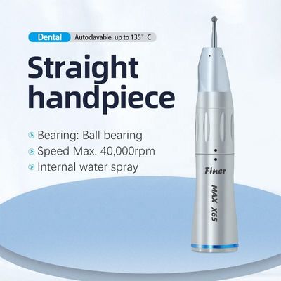 Stainless Steel Dental Straight Nose Cone Handpiece Unit 25000RPM With Inner Water Spray