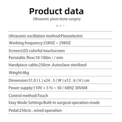 Đơn vị phẫu thuật Piezo Autoclavable Đa chức năng Siêu âm 25kHz-29kHz