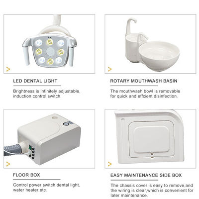 Cadeira dental elétrica de DC24V com controles de posicionamento ajustáveis do pé dos braços da cabeceira