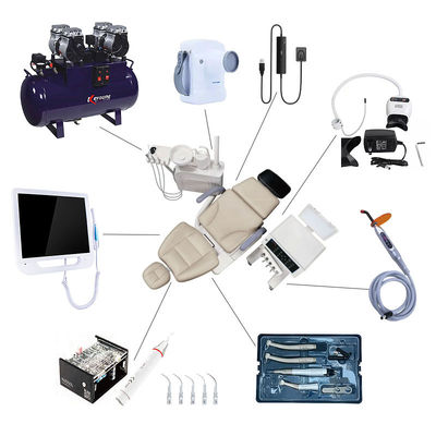 Dental Unit Sensor Led Lamp Met Air Compressor Elektrische tandheelkundige stoel Volledige set