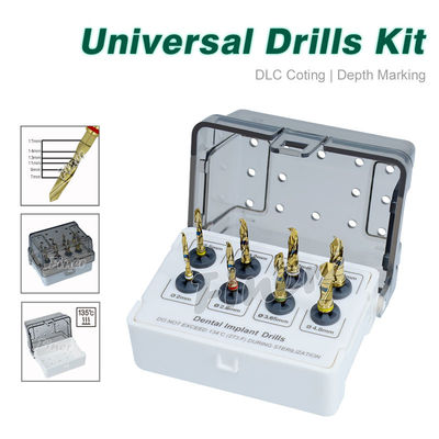 Dental Drill Kit 8 Stuks Implantat Chirurgische boor Goud Implantat gereedschappen