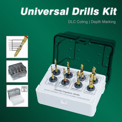 Dental Drill Kit 8 Pieces Implant Surgical Drill Gold Implant Tools