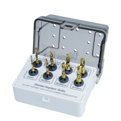 Dental Drill Kit 8 Pieces Implant Surgical Drill Gold Implant Tools