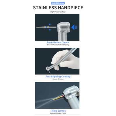 Handstuk van roestvrij staal Keramische kogellager Dental handstuk met drievoudige sproeien