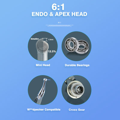 Dental 6 Untuk 1 Endodontic Kepala 6:1 Pengurangan Contra Angle Dental Endo Motor Spare Part