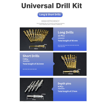 Osseodentification Drills Kit For Dental Implantation Long &amp; Short Drills Kit