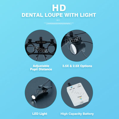 Lupa dental de alta definición con luz 3.5X y 2.5X Opciones Lupa dental