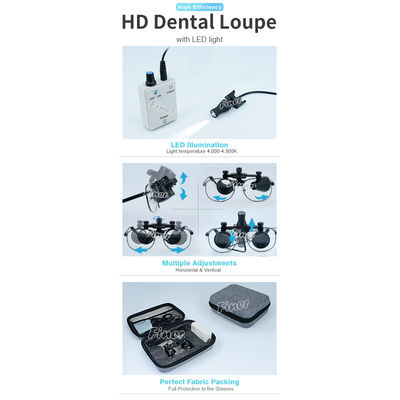 Loupe Dental de Alta Definição Com Luz 3.5X &amp; 2.5X Opções Loupe Dental